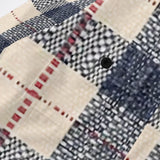 WIAOFELLAS  -  Vintage Men's Plaid Long Sleeve Shirt American Style Comfortable Corduroy Stripe Gray Trendy Classic Spring Autumn Fashion