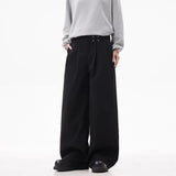 Wiaofellas  -  Men's Solid Color Suit Trousers American Retro Fashion Trend Street Casual Simple Loose Breathable Summer New Men's Bottoms