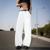 WIAOFELLAS  -  Pleated Design Men's Suit Pants Solid Color Drape Wide Leg New Trend Machete Pants Summer Straight Male Bottom