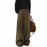 WIAOFELLAS  -  American Style Vintage Wide Leg Cargo Pants Men's Baggy Fashion High Street Overalls Coffee Streetwear Male Mopping Trousers