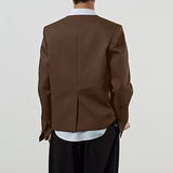 WIAOFELLAS  -  Men Blazer Solid Color O-neck Long Sleeve Button Casual Male Suit Streetwear 2026 Spring Fashion Leisure Thin Coats Men