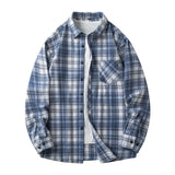 Wiaofellas  -  American Retro Plaid irt Men Spring Youth Sle Long Sve Top CleanFit irt Jaet Loose Fit Iron-Free Proc Trendy