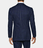 WIAOFELLAS  -  Classic Men Suits 3 Pieces Blazer Vest Pants Single Breasted Business Peaked Lapel Pinstripes Wedding Groom Plus Size