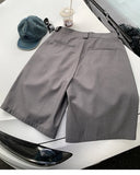 WIAOFELLAS  -  Spring Summer Loose Casual Soft Grey Pleated Shorts for Men with High Waist Short Straight Pants Korean Clothes