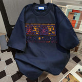 WIAOFELLAS  -  Men Clothing T Shirts New Summer High-end Designed Loose Casual Pure Cotton Cartoon Letters Doodle Print Short-sleeved T-shirt