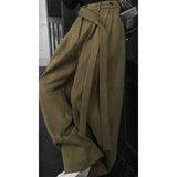 WIAOFELLAS  -  Maillard suede ribbon pants for men's high-end draping and velvet scimitar pants American casual trousers