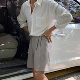 Wiaofellas  -  Korean Cotton and Linen Shirt Men's Long-sleeved Spring and Summer Thin Casual Loose Linen Shirt