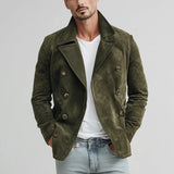 WIAOFELLAS  -  Classic Mens Double-breasted Jacket Vintage Turn-down Collar Long Sleeve Slim Cropped Jackets 2026 Spring Men Fashion Outerwear