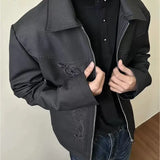 WIAOFELLAS  -  Men Clothing Jacket New High-end Advanced Designed Niche Chic Temperature Americian Carved and Embroidered Western Lapel Jacket