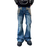 WIAOFELLAS  -  Mens Jeans Washed Flame Embroidered Micro Flared Pants Autumn Casual American Streetwear Cp Company Baggy Pants Men's Clothing