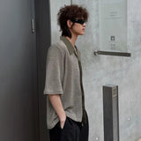 WIAOFELLAS  -  Fashion Men's Spliced Contrast Color Loose Casual Shirts Trendy Summer Turn Down Collar Short Sleeves Tops Male