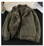 WIAOFELLAS  -  Ancient leopard print double-sided lamb fur jacket for men's winter casual lapel lamb jacket Man jacket