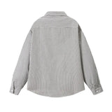Wiaofellas  -  Men's Retro Hong Kong Style Striped Shirt Vintage Streetwear Casual Top Lightweight Breathable Unisex Urban Fashion M-XXXL