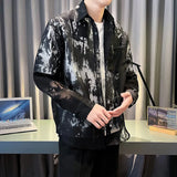 WIAOFELLAS  -  Elegant Long Sleeve Thin Lace See-through Men Shirt Soft Solid Skin-friendly Male Shirts Summer Fashion Sun Protection Clothing