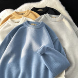 Wiaofellas  -  Harajuku Knitted Sweater New Winter Men Oversized Sweater Korean WomenThick O-Neck Wool Knitted Streetwear Pullover Unisex