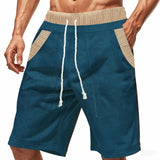 WIAOFELLAS  -  Summer Men's Casual Shorts Patchwork Drawstring Running Sports Short Pants Male Jogger High Street Straight Knee Length Shorts
