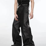 WIAOFELLAS  -  Mens Trousers Pu Leather Soft Casual Pants Streetwear Fashion Versatile Retro High Waist Slim Straight Pants Men'S Clothing 2025