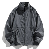 Wiaofellas  -  Men’s New Fashion Casual Trendy Solid Color Zipper Jacket Coat Summer Long Sleeve Stand Collar Jacket Male Clothes Tops Coat