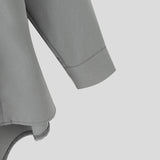 WIAOFELLAS  -  Men Shirt Solid Color O-neck Long Sleeve Casual Men Clothing Streetwear Loose Korean Style Shirt Fashion Male Tops S-5XL