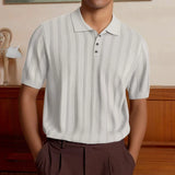WIAOFELLAS  -  Spring Summer Fashion Simple Solid Knit Men Polo Shirt Button Turn-down Collar Knitted Tops Leisure Polo Breathable Tees Shirts