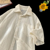 WIAOFELLAS  -  Vintage Hollow Out Short Sleeve Shirt Summer Ice Shirt Hawaiian Style Casual Shirt Hollow Blouses Sun Protection Jacket