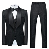 Wiaofellas  -  Spring Autumn New Fashion Men's Casual Trendy Slim 3 Pieces of Suit Sets Printed Turn-down Collar Blazers Pants Waistcoat Male