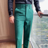 WIAOFELLAS  -  High Quality Men's Autumn Winter Suit Pants Business Casual Slim Fit Full Length Suit Pant Male High Waist Fashion Trousers