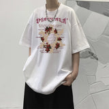 Wiaofellas  -  American Retro Boyfriend Summer Pullover O-Neck Patchwork Printing Letter Loose Fashion Casual Short Sleeve T-Shirts Tops