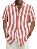 Wiaofellas  -  Striped solid color decorative short sleeved polo shirt for home and outdoor leisure breathable polo shirt for men's clothing
