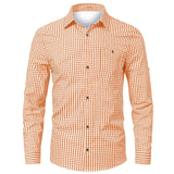 WIAOFELLAS  -  Casual Shirt Plaid Print Top Basic Men'S Long Sleeve Single Breasted Casual Versatile Lapel Basic Suitable For Work Daily Wear