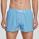 Wiaofellas  -  Mens Striped Swim Trunks Beach Vacation Shorts Streetwear Fashion Surfing Outdoor Gym Workout Shorts Men'S Clothing New