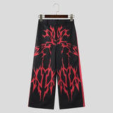 WIAOFELLAS  -  Casual Printing Wide Leg Trousers Men Street Fashion Loose Long Pants Gradient Pattern Handsome Button Male Bottoms