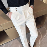 Wiaofellas  -  Casual Commuting Versatile Men's Clothing Splice Buttons Pocket Fashion High Waisted Solid Color Wide Leg Straight Leg Pants