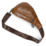 WIAOFELLAS  -  Soft Cow Leather Men's Chest Bag Genuine Leather Men's Chest Pack Small Crossbody Sling Bag Anti Theft Chest Bag Men Coffee