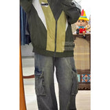 WIAOFELLAS  -  American Retro Multi Pocket Workwear Jeans Men Women Spring High Street Loose Wide Leg Straight Leg Casual Pants Y2k Men Jeans