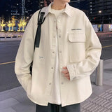 WIAOFELLAS  -  Jacket Men's Trendy Japanese Loose Shirt Collar Workwear Men's Trendy Casual Jacket