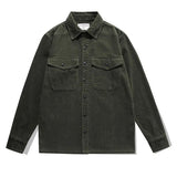 Wiaofellas New Men Corduroy Casual Shirts Long Sleeves Vintage Solid Color Top Coats Workwear Clothing