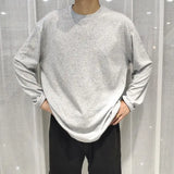 WIAOFELLAS  -  Fashionable Simple Long Sleeved T-shirt Solid Color Loose Sunscreen Tops Korean Slightly Transparent Thin Men's Bottom Tshirts