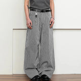 WIAOFELLAS  -  Men Striped Pants Button Joggers Loose Casual Straight Trousers Men Streetwear 2025 Korean Style Fashion Male Long Pants