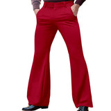 Wiaofellas  -  Men Flare Dress Pants Solid Color Button-down Casual Slightly Flared Trousers Luxury Premium British Elegant Straight Pant S-3XL