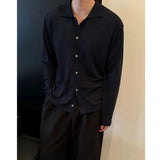 WIAOFELLAS  -  Fashionable spring and summer thin cool breathable long-sleeved lapel knitted cardigan versatile retro top