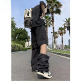 WIAOFELLAS  -  Baggy Black Oversize Men's Japanese Streetwear Straight Trousers Male Vintage Loose Casual Pocket HipHop Cargo Pants A62