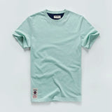 Wiaofellas  -  Retro Distressed Cotton round Neck Short Sleeve T-Shirt Loose Fit Basic Color Summer Youth Fashion Standard Tailoring Male Top