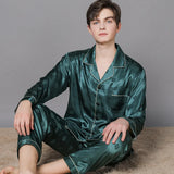 WIAOFELLAS Men Ice Silk Pajamas Suit Summer Plus Size Satin Thin Plaid Pyjamas Male Home Clothes Fashion Print High Quality Sleepwear Boy