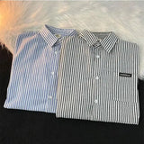 Wiaofellas  -  Long-sleeved Vertical Striped Shirt Men's Handsome Casual Hong Kong Style High Street Shirts