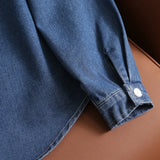 WIAOFELLAS  -  Classic Denim Cardigan Jacket Monk Robe Spring Men's Washed Taoist Robe V-neck Cardigan Coat Unisex Vintage Button Blue Tops