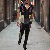 WIAOFELLAS  -  Short Sleeve Shirt Button Tops+Trousers Men 2Pcs Set Suit 3D Chic Harajuku Vintage Printing Summer Hawaii Beach Cardigan Outfits