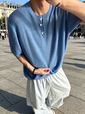 Wiaofellas  -  Trendy Mens Slim Stretchy Knit T-shirts Summer Daily Casual Breathable Solid Color Tees Men Stylish Short Sleeve Knitted T Shirt