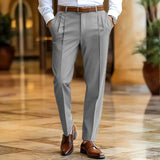 Wiaofellas  -  Daily Leisure Men's Loose Straight Trousers Autumn Casual Solid Color Pleated Suit Pants For Mens Spring Fashion Trousers