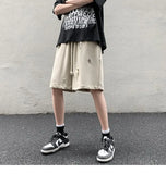 WIAOFELLAS  -  High Street Ripped Men Summer Retro Sports Cropped Pants